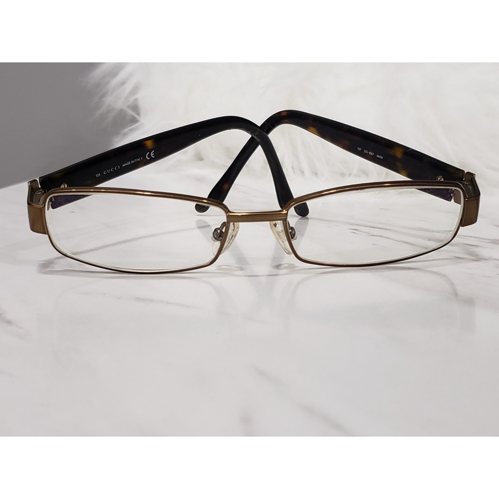 Gucci GG1867 NHW 53 16 135 Eyeglasses Vintage Rectangle Bronze Tortoise Frames
